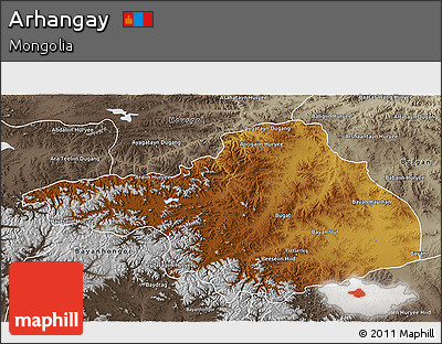 Physical 3D Map of Arhangay, semi-desaturated
