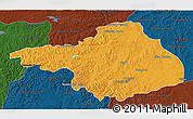 Political 3D Map of Arhangay, darken