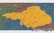 Political 3D Map of Arhangay, darken, semi-desaturated