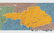 Political 3D Map of Arhangay, semi-desaturated