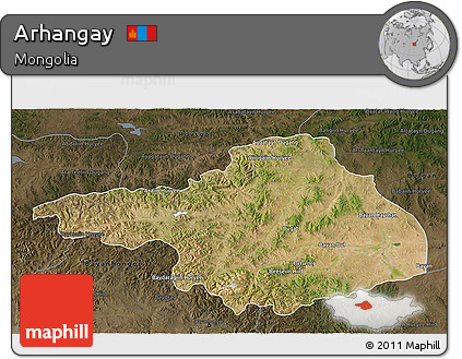Satellite 3D Map of Arhangay, darken