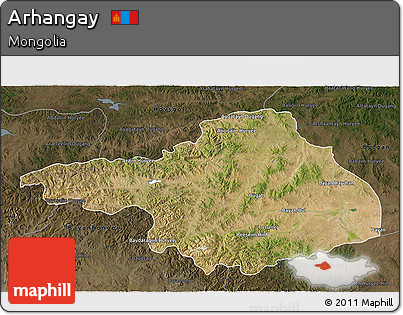 Satellite 3D Map of Arhangay, darken