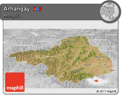Satellite 3D Map of Arhangay, lighten, desaturated