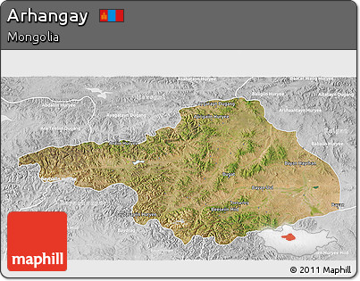 Satellite 3D Map of Arhangay, lighten, desaturated