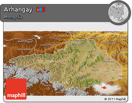Satellite 3D Map of Arhangay, physical outside