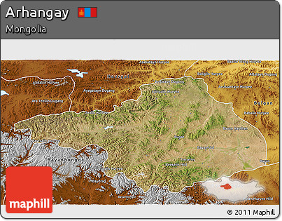 Satellite 3D Map of Arhangay, physical outside