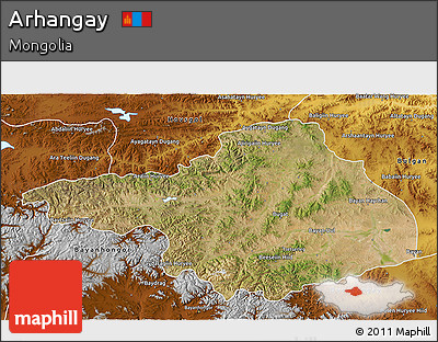 Satellite 3D Map of Arhangay, physical outside