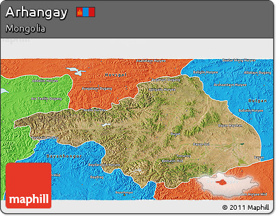 Satellite 3D Map of Arhangay, political outside