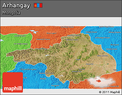 Satellite 3D Map of Arhangay, political outside