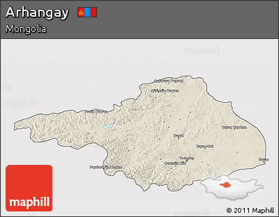 Shaded Relief 3D Map of Arhangay, cropped outside