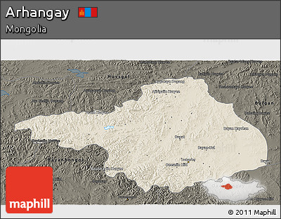 Shaded Relief 3D Map of Arhangay, darken