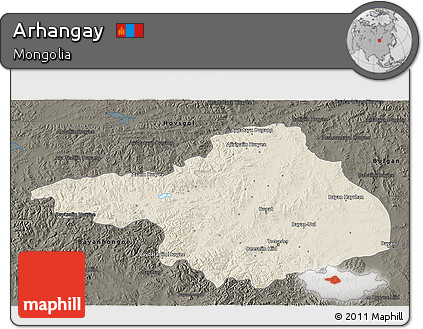 Shaded Relief 3D Map of Arhangay, darken
