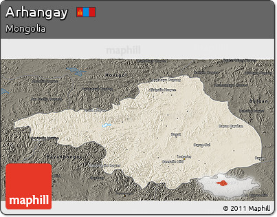 Shaded Relief 3D Map of Arhangay, darken