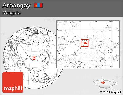 Blank Location Map of Arhangay, within the entire country