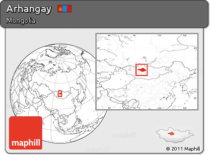 Blank Location Map of Arhangay, within the entire country