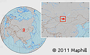 Gray Location Map of Arhangay, within the entire country, hill shading