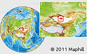 Physical Location Map of Arhangay, highlighted country, within the entire country