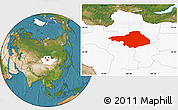 Satellite Location Map of Arhangay, highlighted country