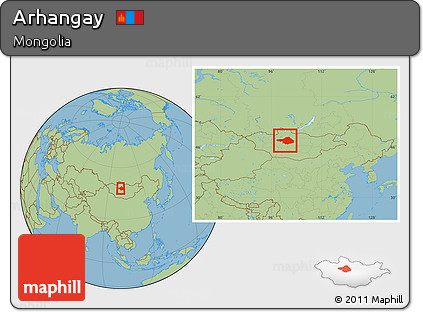 Savanna Style Location Map of Arhangay, within the entire country