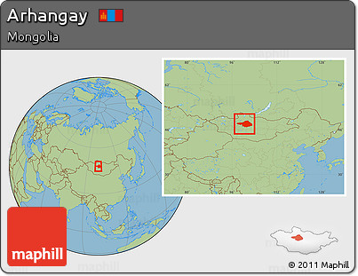 Savanna Style Location Map of Arhangay, within the entire country