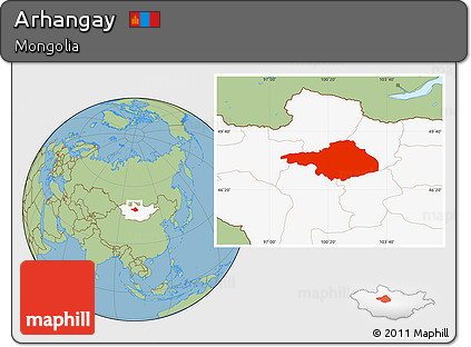 Savanna Style Location Map of Arhangay, highlighted country
