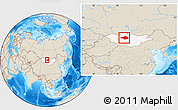 Shaded Relief Location Map of Arhangay, highlighted country, within the entire country