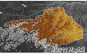 Physical Map of Arhangay, darken, desaturated
