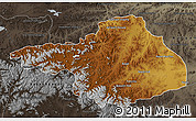 Physical Map of Arhangay, darken, semi-desaturated