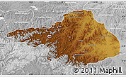 Physical Map of Arhangay, lighten, desaturated