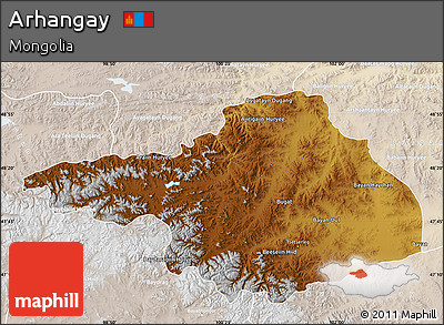 Physical Map of Arhangay, lighten