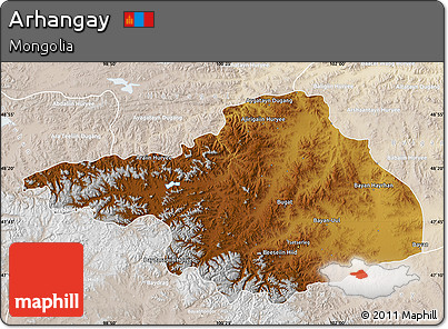 Physical Map of Arhangay, lighten