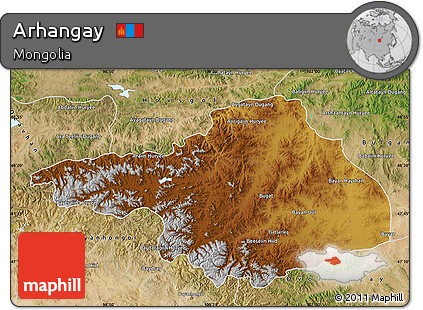 Physical Map of Arhangay, satellite outside