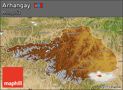 Physical Map of Arhangay, satellite outside