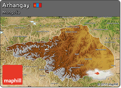 Physical Map of Arhangay, satellite outside