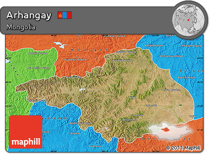 Satellite Map of Arhangay, political outside