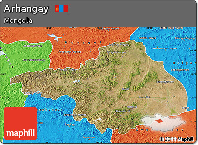 Satellite Map of Arhangay, political outside