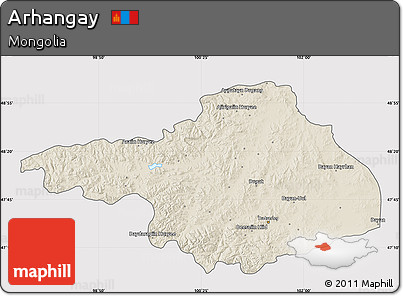 Shaded Relief Map of Arhangay, cropped outside