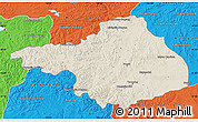 Shaded Relief Map of Arhangay, political outside