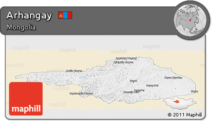 Classic Style Panoramic Map of Arhangay, single color outside