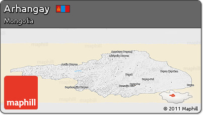 Classic Style Panoramic Map of Arhangay, single color outside