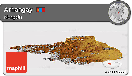 Physical Panoramic Map of Arhangay, cropped outside