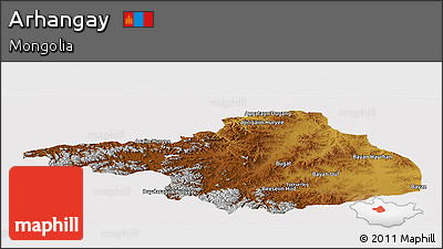 Physical Panoramic Map of Arhangay, cropped outside