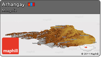 Physical Panoramic Map of Arhangay, cropped outside