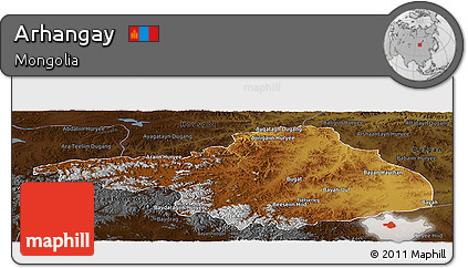 Physical Panoramic Map of Arhangay, darken