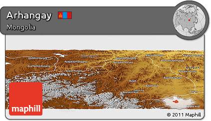 Physical Panoramic Map of Arhangay