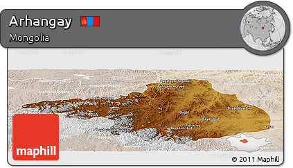 Physical Panoramic Map of Arhangay, lighten