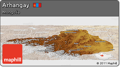 Physical Panoramic Map of Arhangay, lighten