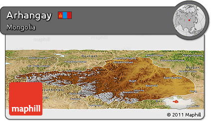 Physical Panoramic Map of Arhangay, satellite outside