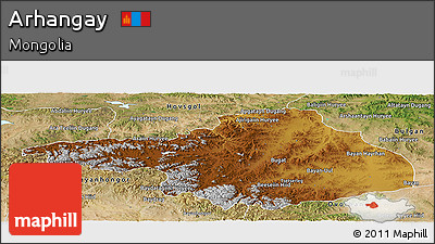 Physical Panoramic Map of Arhangay, satellite outside