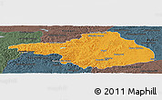 Political Panoramic Map of Arhangay, darken, semi-desaturated